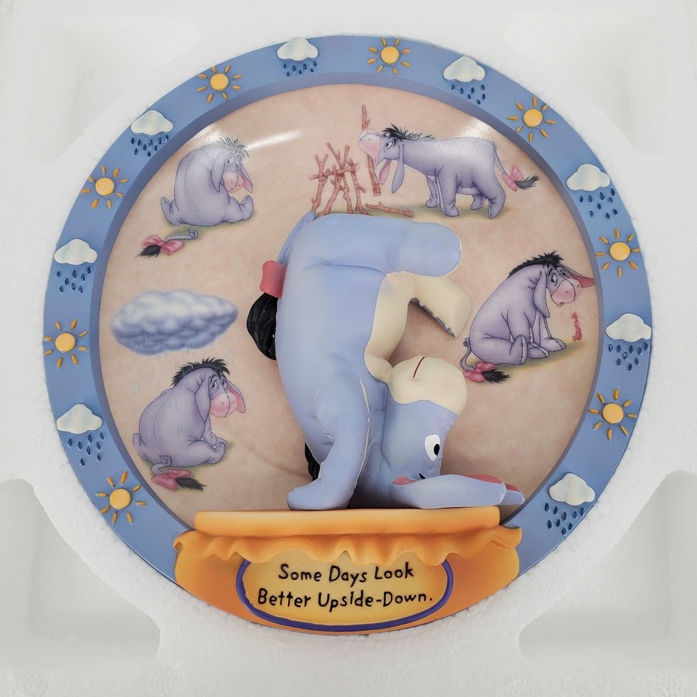 Bradford Exchange Disney Eeyore Some Days Look‎ Better Upside Down 3D Plate 2001